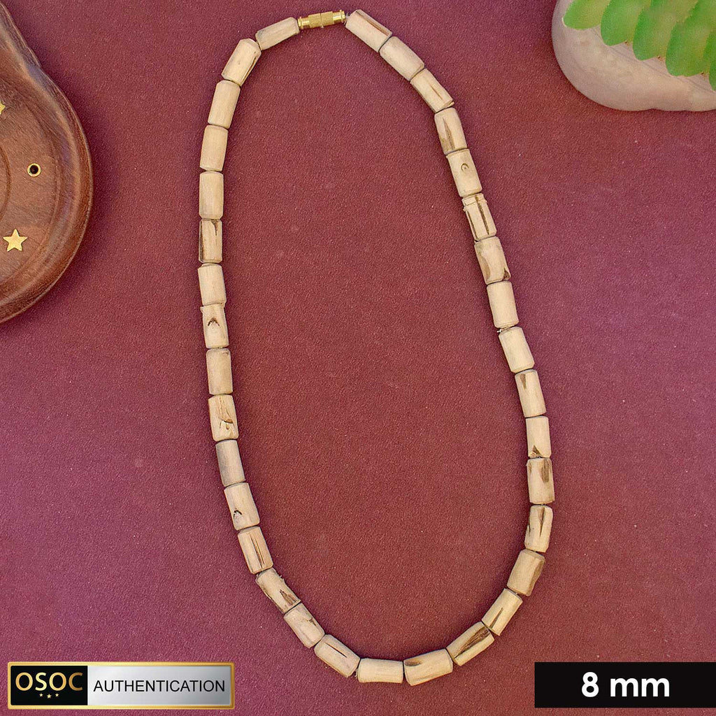 Original Certified 8mm Tulsi Kanthi Mala with Long Beads – Sacred wooden mala for spiritual chanting and daily devotion. India’s Largest Pooja Accessories Brand - www.satvikworld.com