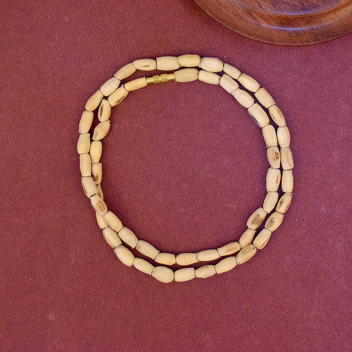 Original Certified 8mm Tulsi Kanthi Mala with Long Beads – Sacred wooden mala for spiritual chanting and daily devotion. India’s Largest Pooja Accessories Brand - www.satvikworld.com