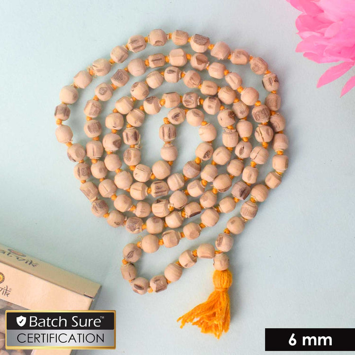 100% Pure Tulsi Kanthi Jap Mala with 108 beads (6mm) – traditional Hindu prayer mala for chanting and spiritual practices.India’s Premium Jap Mala Store - www.satvikworld.com
