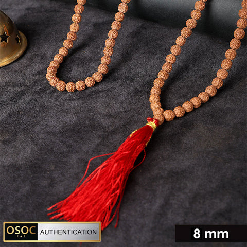 108 beads 8mm 5 Mukhi Pathariya Rudraksha mala for meditation, japa, and spiritual protection. India’s Largest Pooja Accessories Brand – www.satvikworld.com
