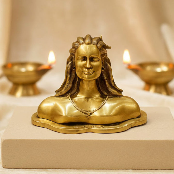 11 Inch Brass Adiyogi Statue for Home Temple Decor and Meditation Space – A beautifully crafted statue of Adiyogi, ideal for enhancing spiritual ambiance and meditation practices. Perfect for your home or temple. India’s Largest Pooja Accessories Brand – www.satvikworld.com