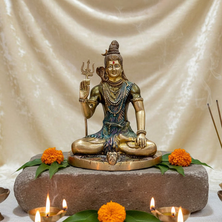 9.4 Inch Divine Brass Shiv Parivaar Idol, A Beautiful Representation of Lord Shiva, Goddess Parvati, and Their Divine Children, Lord Ganesha and Lord Kartikeya. Handcrafted in High-Quality Brass, This Statue Embodies Love, Devotion, and Family Unity, Making It a Perfect Addition to Your Home Temple or Sacred Space. Ideal for Worship, Pooja, and Spiritual Blessings. India’s Largest Pooja Accessories Brand – www.satvikworld.com