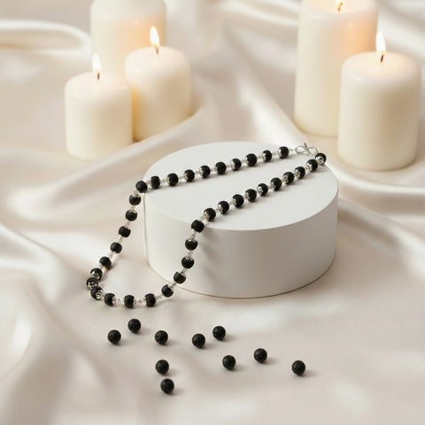 Govt. Certified Karungali Mala With Silver Plating Capping