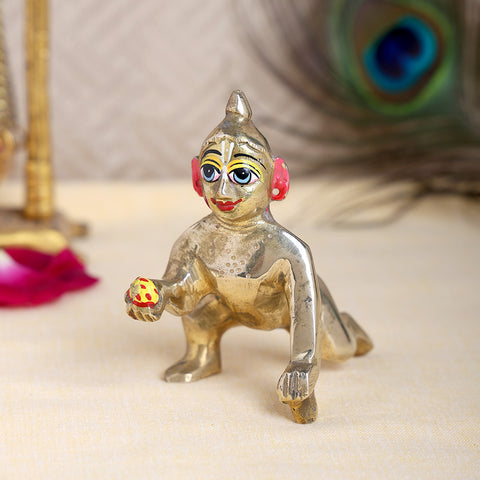 4-inch Brass Laddu Gopal Idol for Home Pooja, Devotional Worship, and Spiritual Decor. India’s Largest Pooja Accessories Brand – www.satvikworld.com