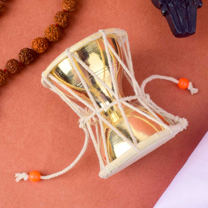 4 Inch Divine Brass Damru – Compact Sacred Damru for Pooja. India’s Largest Pooja Accessories Brand – www.satvikworld.com