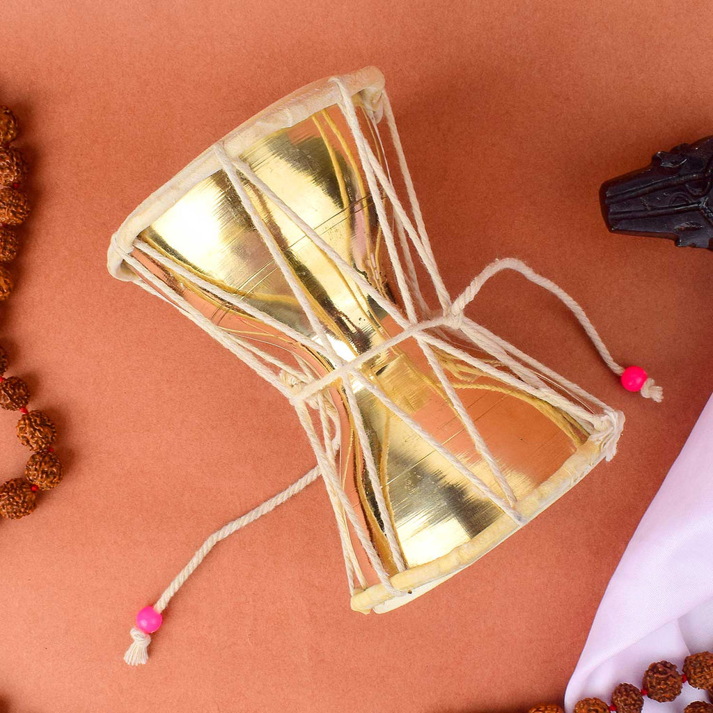 5.5 Inch Brass Damru for Lord Shiva – Sacred Instrument for Temple Use. India’s Largest Pooja Accessories Brand – www.satvikworld.com