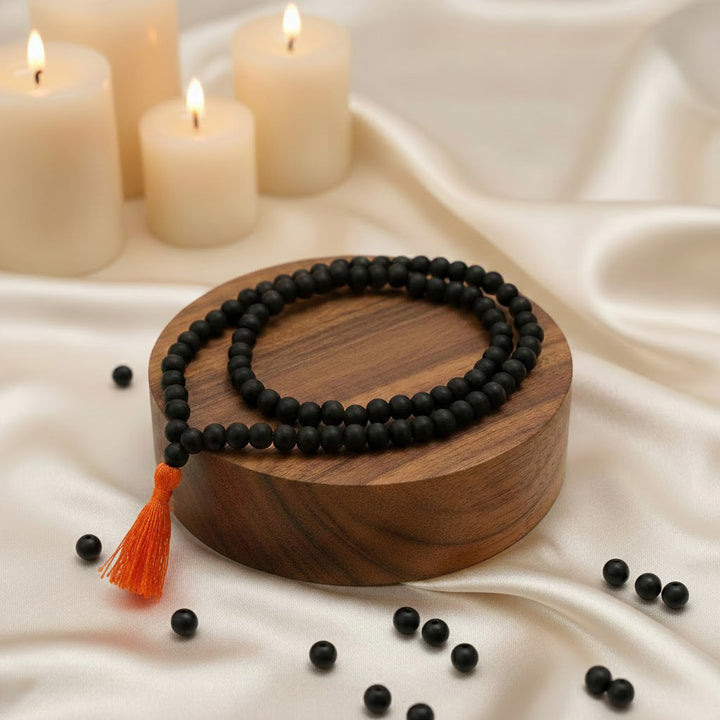 6mm Govt. Certified Karungali Jap Mala with 108+1 Beads – Authentic Ebony Prayer Beads for Meditation, Spiritual Growth, and Positive Energy. India’s Premium Jap Mala Store - www.satvikworld.com