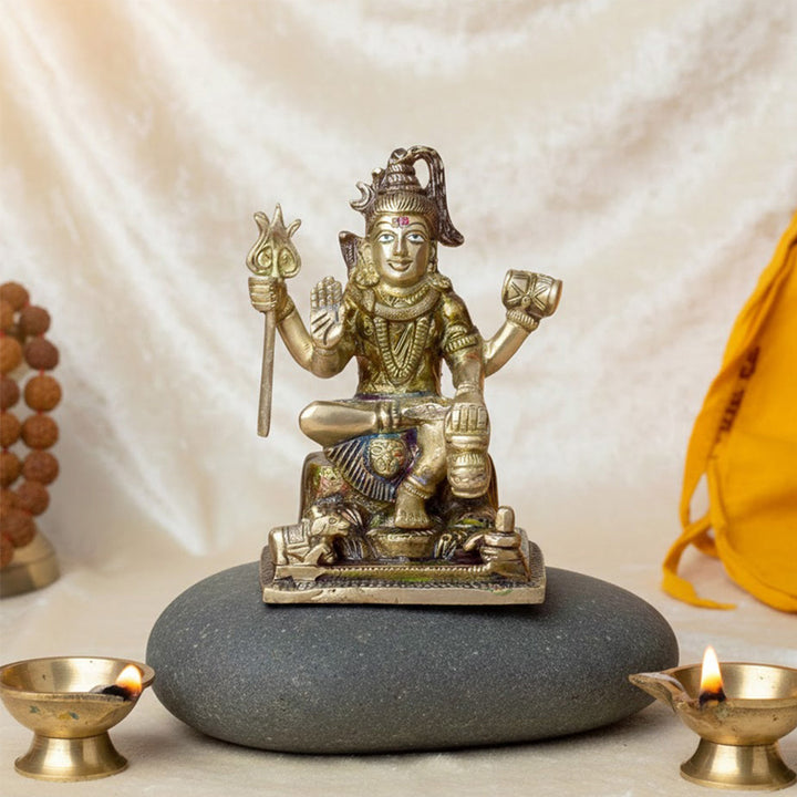 6 Inch Brass Shiv Statue: Elegant Lord Shiva Sculpture – Exquisite Brass Statue of Lord Shiva, Symbolizing Peace, Meditation, and Divine Blessings, Perfect for Temple, Home Decor, and Spiritual Worship, Handcrafted with Intricate Detailing for a Sacred Touch, Ideal for Puja and Mandir Decoration, Buy Shiv Statue Online, Affordable God Statue Prices | India’s Largest Pooja Accessories Brand – www.satvikworld.com