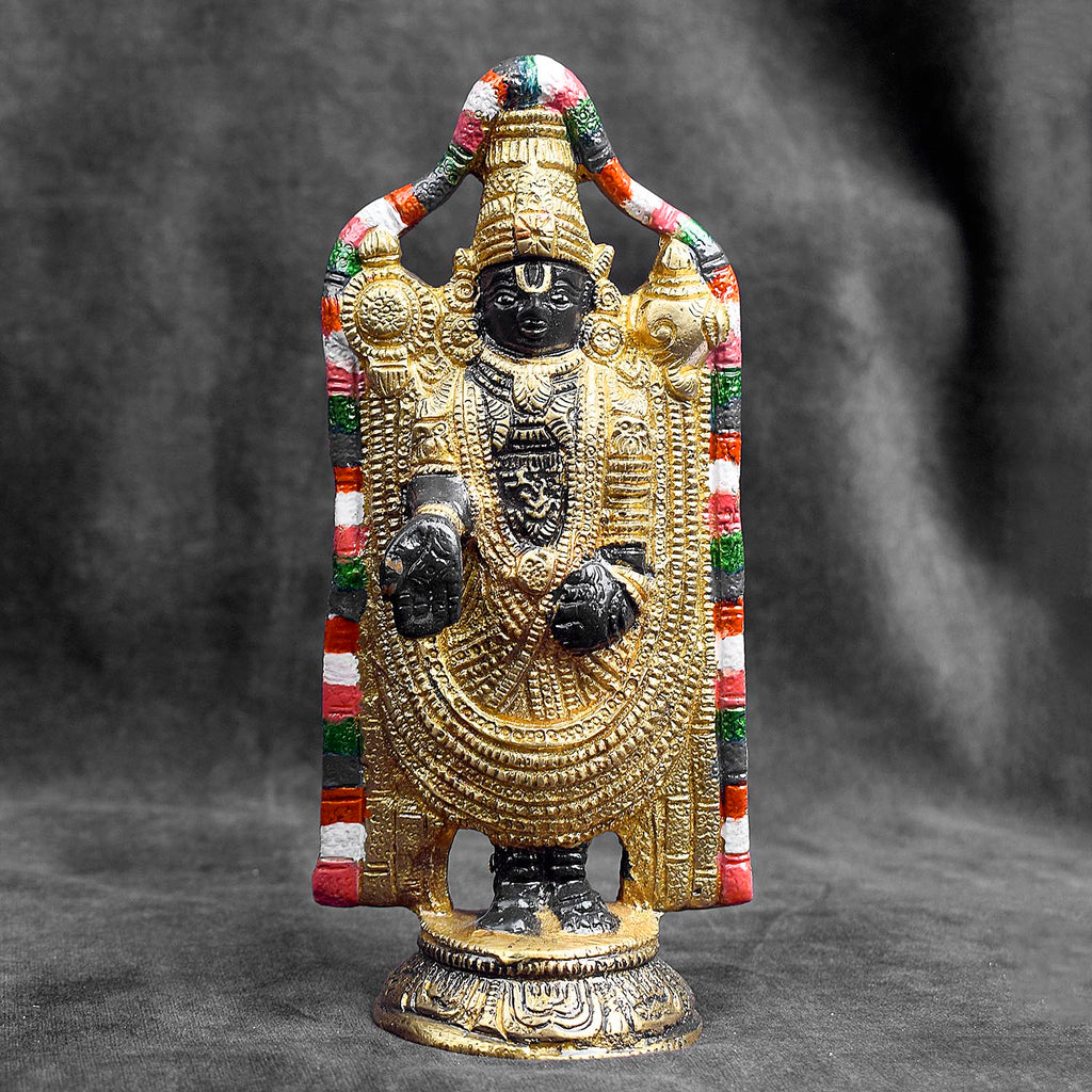Handcrafted brass Lord Venkateswara idol with intricate detailing for home temple and pooja. India’s Largest Brass Idols Brand - www.satvikworld.com