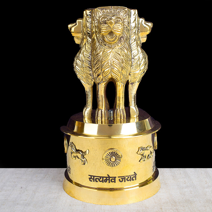7 Inch Brass Ashoka Pillar Showpiece with Intricate Detailing – Ideal for Home & Office Décor, Cultural Gifting, and Traditional Displays | India’s Largest Brass Idols Brand – www.satvikworld.com.