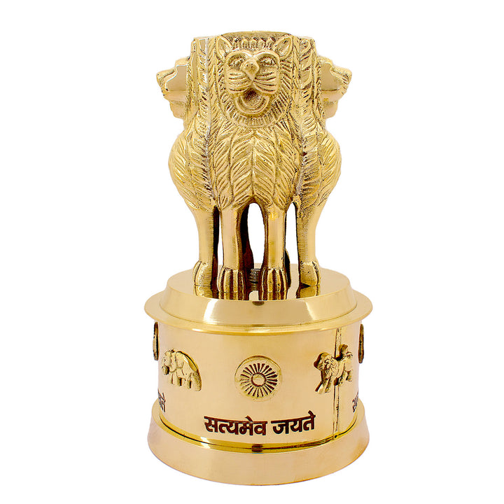 7 Inch Brass Ashoka Pillar Showpiece with Intricate Detailing – Ideal for Home & Office Décor, Cultural Gifting, and Traditional Displays | India’s Largest Brass Idols Brand – www.satvikworld.com