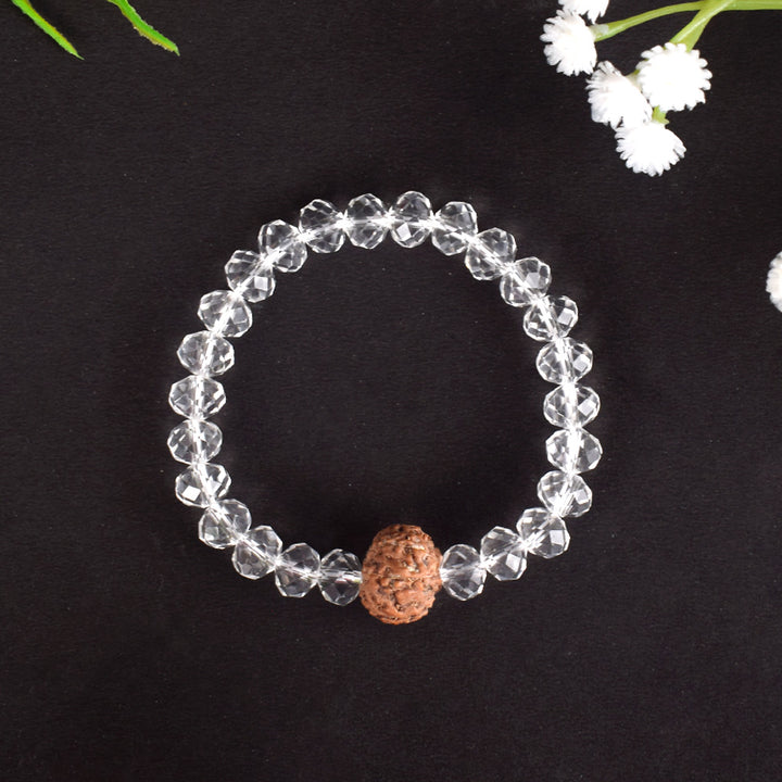 7 Mukhi Rudraksha Bracelet with Sphatik Crystal Beads for Wealth and Prosperity. India’s Largest Pooja Accessories Brand - www.satvikworld.com