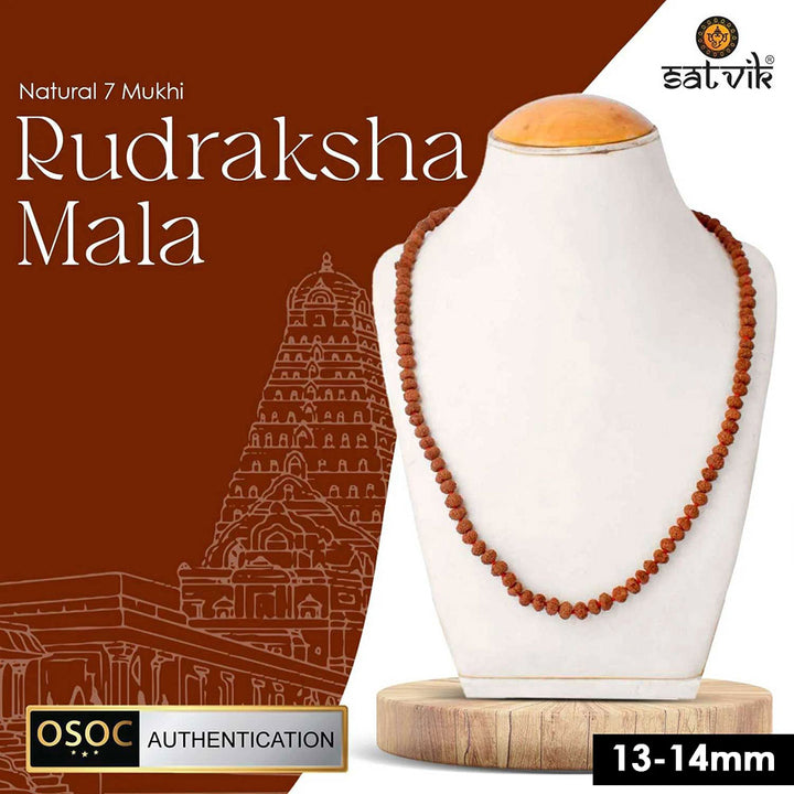 7 Mukhi Semi Pathriya Rudraksha Mala for wealth, health and spiritual balance. India’s Premium Rudraksha Jap Mala Store- www.satvikworld.com