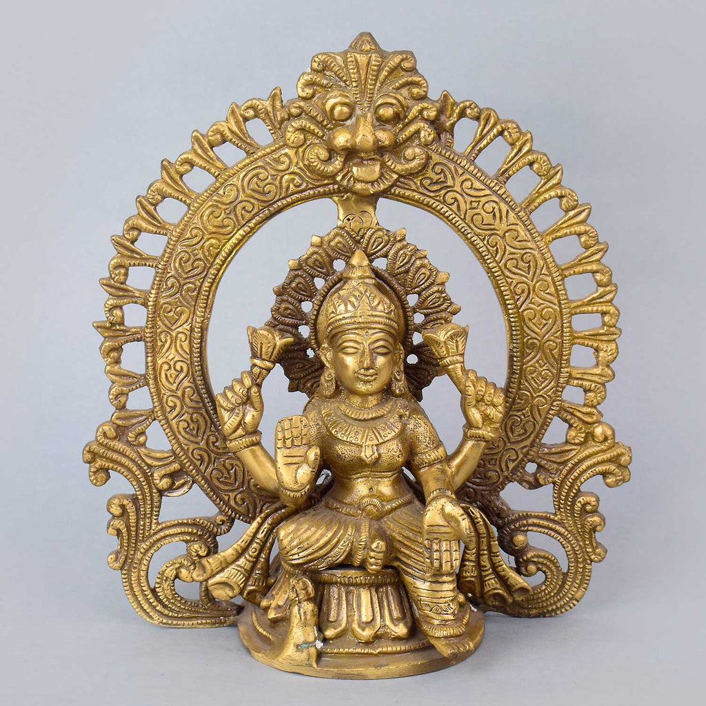 8.7 Inch Exquisite Brass Goddess Lakshmi with Prabhaval Idol – Divine Statue of Goddess Lakshmi, Symbolizing Prosperity and Blessings. Handcrafted with Detailed Design, Perfect for Temple, Home Decor, and Spiritual Worship | India’s Largest Pooja Accessories Brand – www.satvikworld.com