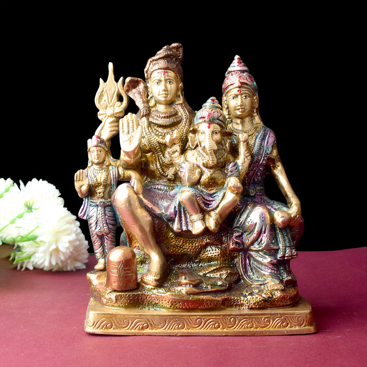 8 Inch Beautiful Shiv Parivaar Statue for Divine Energy – A Handcrafted Brass Idol of Lord Shiva, Parvati, Ganesha, and Kartikeya, Representing Unity and Sacred Family Bond. Ideal for Pooja, Mandir, or Home Decor. India’s Largest Pooja Accessories Brand – www.satvikworld.com
