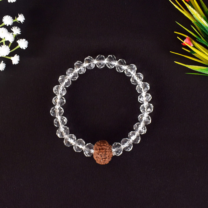 8 Mukhi Rudraksha Bracelet with Sphatik Crystal Beads for Strength and Positivity. India’s Largest Pooja Accessories Brand - www.satvikworld.com