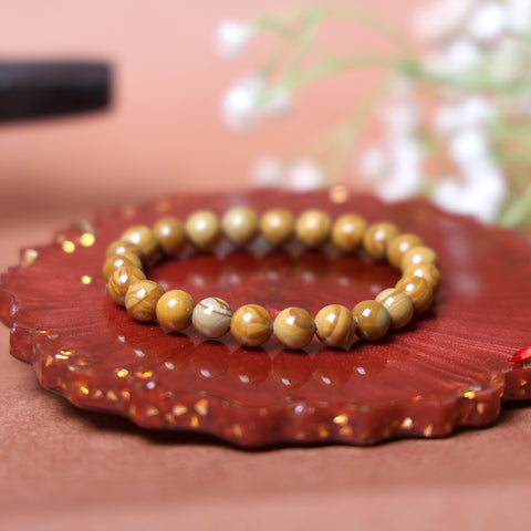 8mm Camel Jasper bracelet for strength, grounding, and emotional calmness. India’s Largest Pooja Accessories Brand – www.satvikworld.com