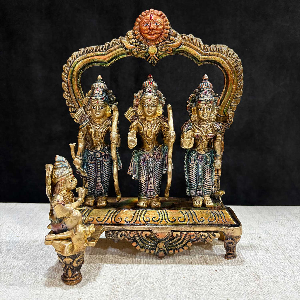 9.4 Inch Ram Darwar Idol – Handcrafted Brass Statue of Lord Ram, Goddess Sita, Lord Lakshman, and Lord Hanuman, Featuring Sacred Form and Divine Blessings. Perfect for Home, Temple, and Spiritual Decor, Ideal for Puja, Mandir Decoration, and Invoking Blessings of Strength, Harmony, and Divine Protection | India’s Largest Pooja Accessories Brand – www.satvikworld.com