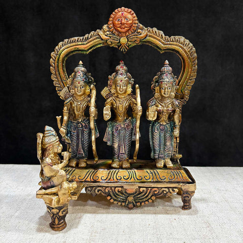 9.4 Inch Ram Darwar Idol – Handcrafted Brass Statue of Lord Ram, Goddess Sita, Lord Lakshman, and Lord Hanuman, Featuring Sacred Form and Divine Blessings. Perfect for Home, Temple, and Spiritual Decor, Ideal for Puja, Mandir Decoration, and Invoking Blessings of Strength, Harmony, and Divine Protection | India’s Largest Pooja Accessories Brand – www.satvikworld.com