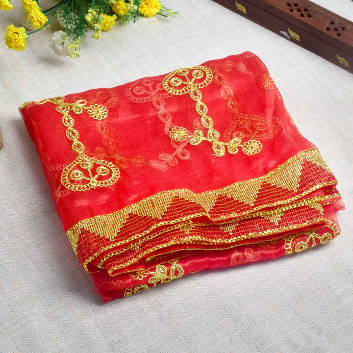 Auspicious Red Mata Ki Chunni for Pooja and Festivals (84x43 Inch) – India’s Largest Pooja Accessories Brand – www.satvikworld.com