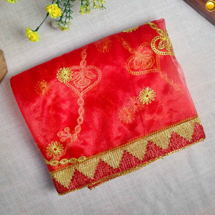 Beautiful Red Mata Chunri for Pooja and Festivals (87x40 Inch) – India’s Largest Pooja Accessories Brand – www.satvikworld.com