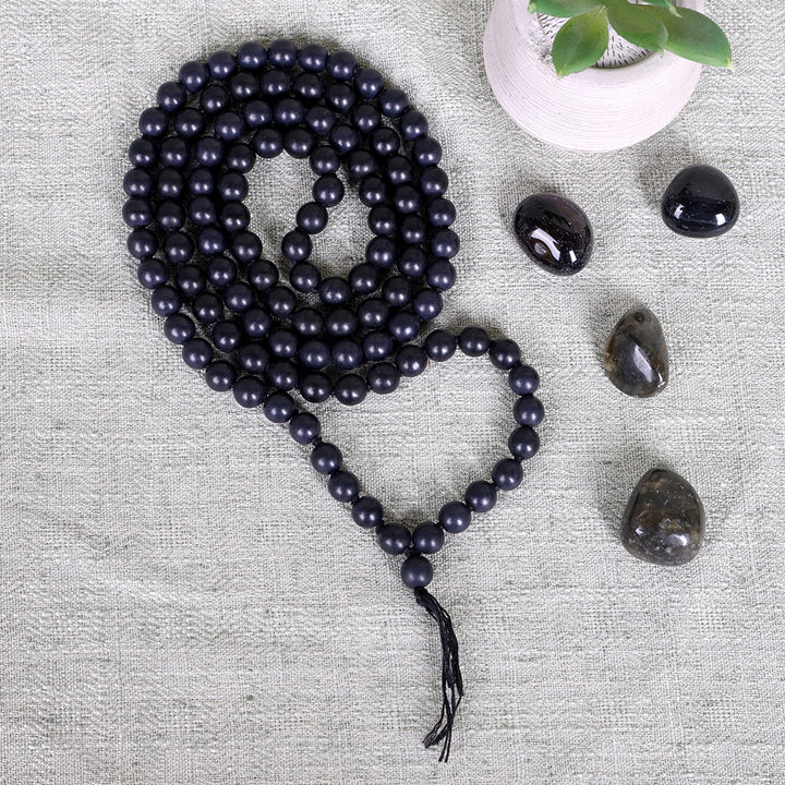 Black Hakik Jap Mala with Natural Tourmaline Beads for Protection and Healing. India’s Largest Pooja Accessories Brand – www.satvikworld.com