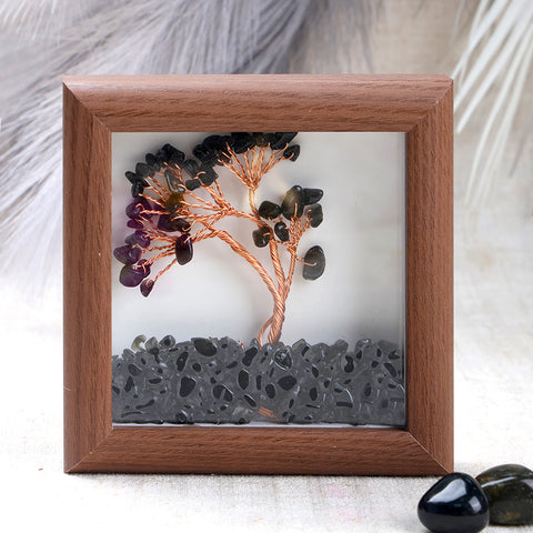 Black onyx crystal tree frame for protection and grounding. India’s Largest Puja Accessories Brand- www.satvikworld.com