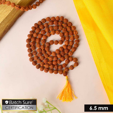 5 Mukhi Rudraksha Mala – 6mm Original Brown Beads for Spiritual Healing
