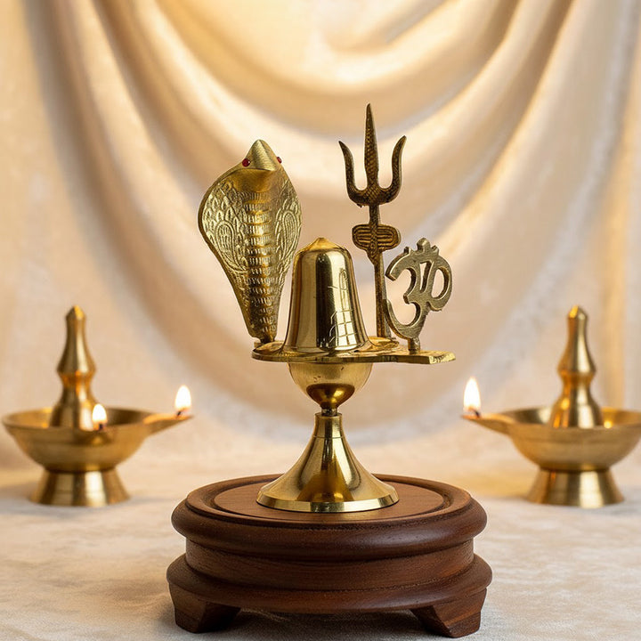 Charming Pure Brass Shivling (6.3 Inch) Puja Store Online Pooja Items Online Puja Samagri Pooja Store near me www.satvikworld.com