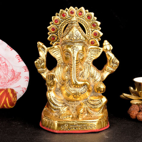 Divine Blessing metal Ganesha idol, intricately crafted to symbolize wisdom, prosperity, and the removal of obstacles. Perfect for worship or as a spiritual decorative piece for your home or temple. India’s Largest Pooja Accessories Brand – www.satvikworld.com