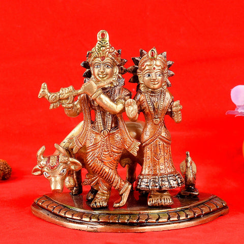 Radiant Brass-Colored Radha Krishna Idol: Eternal Love Embodied – Exquisite Brass Statue of Lord Radha and Krishna, Symbolizing Divine Love, Harmony, and Spiritual Bliss, Perfect for Temple, Home Decor, and Devotional Worship, Handcrafted with Intricate Detailing for a Sacred and Radiant Aura, Ideal for Puja and Mandir Decoration, Buy Radha Krishna Idol Online, Affordable God Statue Prices | India’s Largest Pooja Accessories Brand – www.satvikworld.com