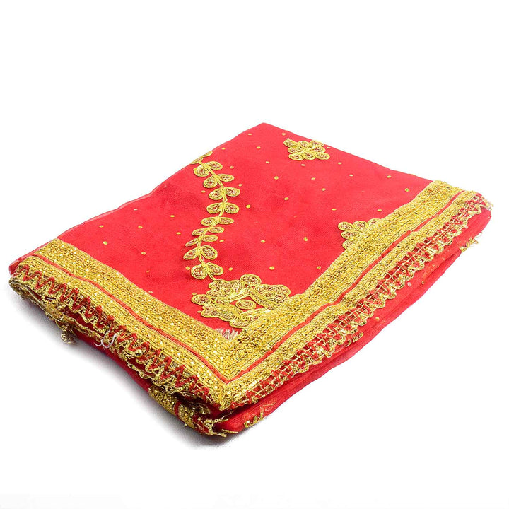 Elevate your pooja rituals and festive decor with this Pink and Gold Mata Chunri, measuring 186 cm x 104 cm. Featuring golden floral patterns and wavy designs, it is perfect for Devi pooja, mandir decoration, and religious ceremonies like Navratri and Diwali.

Shop now at satvikworld.com for authentic Indian pooja essentials across the USA.