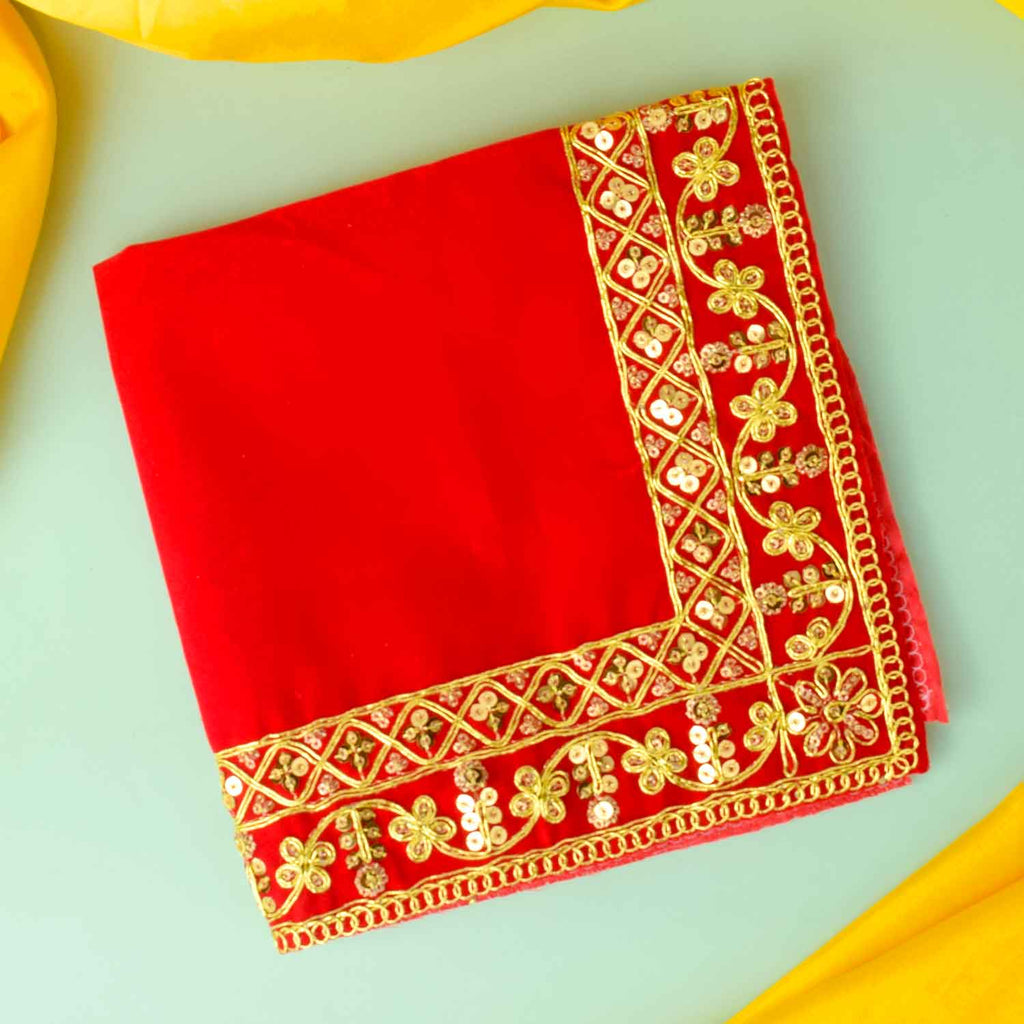 Swastik Design Velvet Aasan 16x24 Inch Pack of 4 with Golden Lace Border. India’s Largest Pooja Accessories Brand - www.satvikworld.com