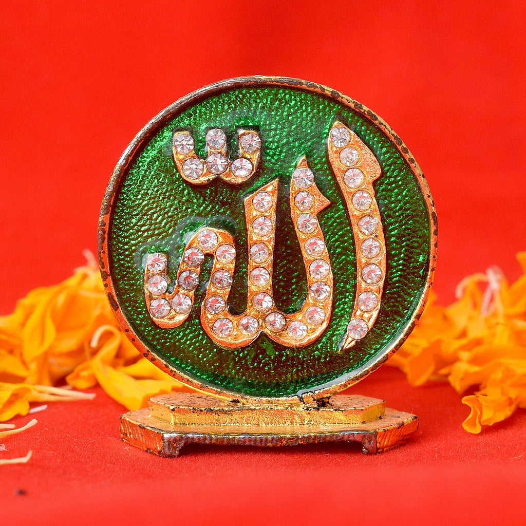 Elegant Allah sign for car dashboard, symbolizing faith and protection, crafted for spiritual decor and daily blessings. India’s Largest Pooja Accessories Brand – www.satvikworld.com
