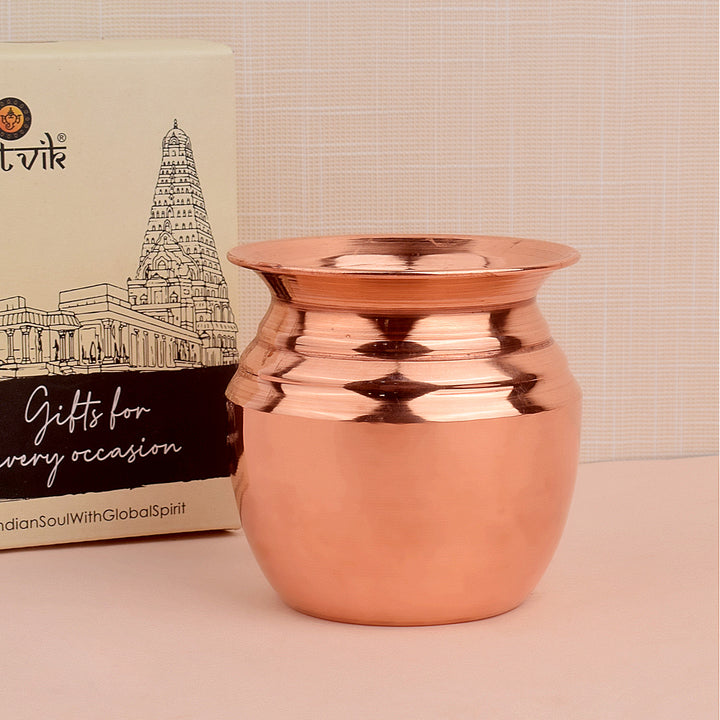 Elegant Copper Regular Lota for pooja and religious rituals, crafted with a smooth finish for spiritual use. India’s Largest Pooja Accessories Brand – www.satvikworld.com