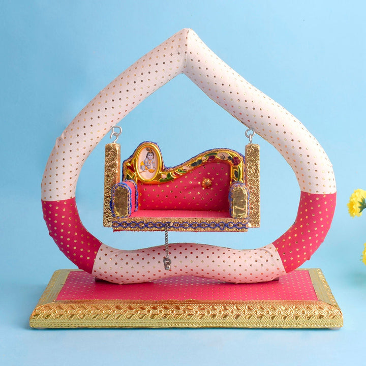 Exquisite Jhula for Laddu Gopal – ornate handcrafted swing with elegant design, perfect for temple and festive celebrations. India’s Largest Pooja Accessories Brand – www.satvikworld.com