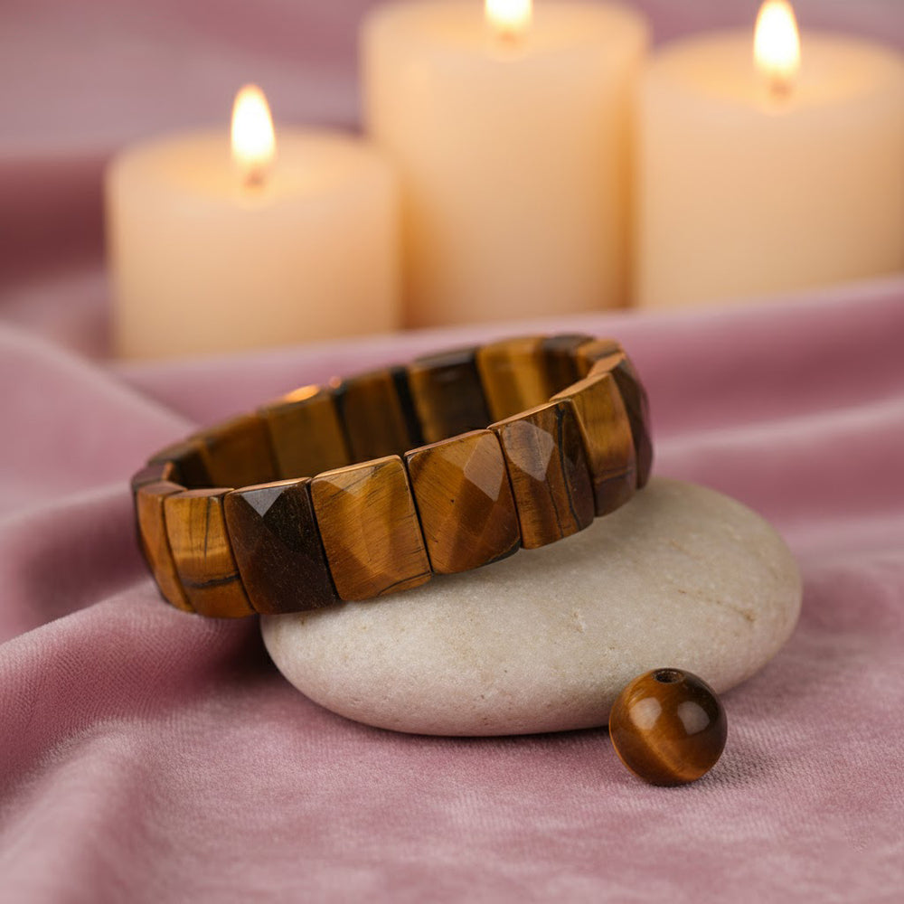 Flat Beaded Tiger Eye Bracelet
