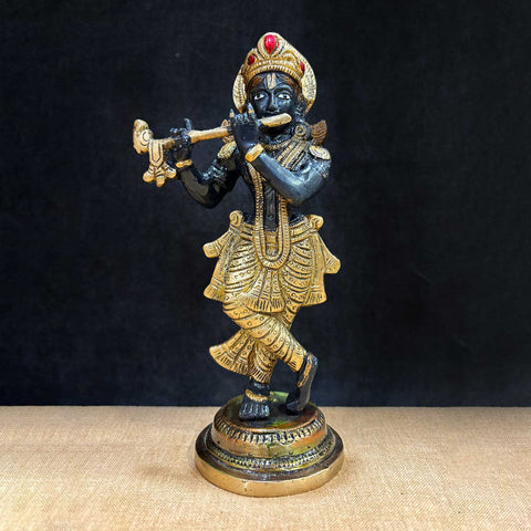 9.1 Inch Krishna Idol – A Spiritual Icon of Joy and Devotion – Exquisite Brass Statue of Lord Krishna, Symbolizing Love, Bliss, and Divine Melody, Perfect for Temple, Home Decor, and Spiritual Worship, Handcrafted with Intricate Detailing for a Sacred Touch, Ideal for Puja and Mandir Decoration, Buy Krishna Idol Online, Affordable God Statue Prices | India’s Largest Pooja Accessories Brand – www.satvikworld.com