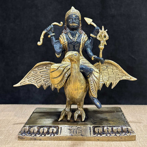 6.7 Inch Brass Shani Dev Idol – Divine Brass Statue of Lord Shani, Symbolizing Justice, Discipline, and Protection, Perfect for Temple, Home Decor, and Spiritual Worship, Handcrafted with Intricate Detailing for a Sacred Touch, Ideal for Puja and Mandir Decoration, Buy Shani Dev Idol Online, Affordable God Statue Prices | India’s Largest Pooja Accessories Brand – www.satvikworld.com