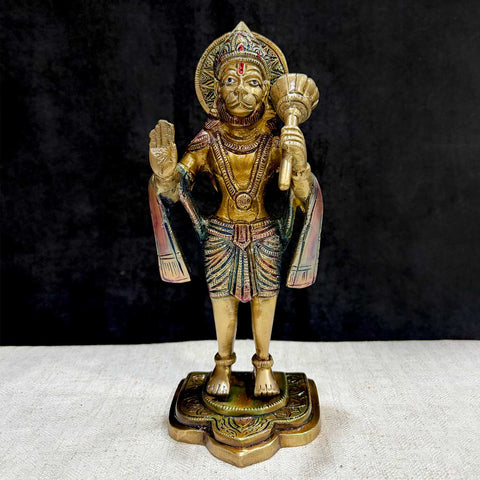 9.1 Inch Brass Standing Hanuman Statue – Powerful Brass Statue of Lord Hanuman in a Standing Pose, Symbolizing Strength, Devotion, and Protection, Perfect for Temple, Home Decor, and Spiritual Worship, Handcrafted with Intricate Detailing for a Divine and Majestic Presence, Ideal for Puja and Mandir Decoration, Buy Standing Hanuman Statue Online, Affordable God Statue Prices | India’s Largest Pooja Accessories Brand – www.satvikworld.com