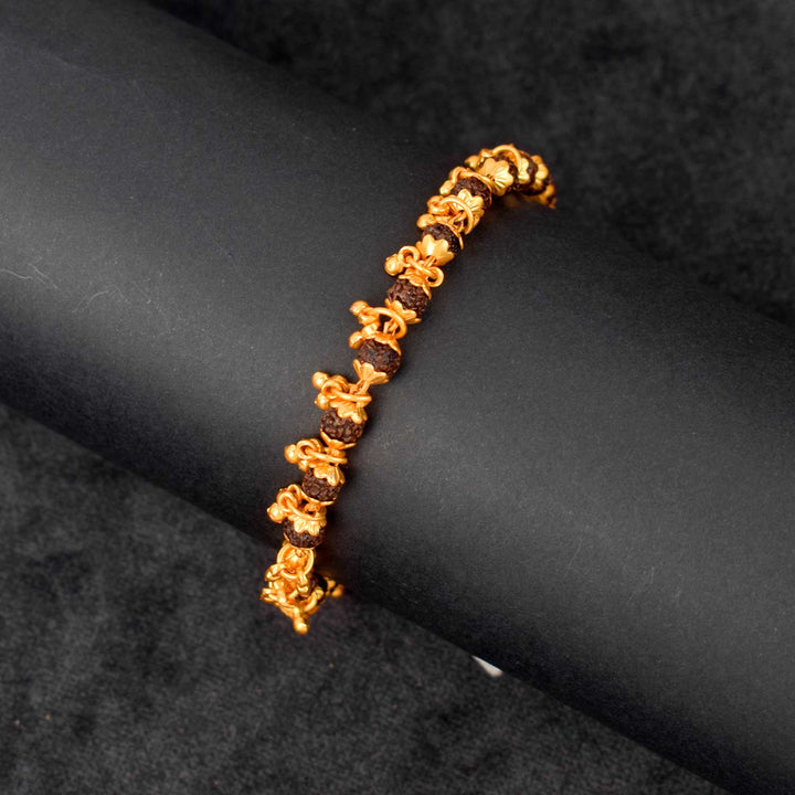 Gold Plated Rudraksha Bracelet for Women with Premium PVD Coating – Elegant and Energized Spiritual Wristwear from Satvikstore.in India’s Largest Pooja Accessories Brand - www.satvikworld.com