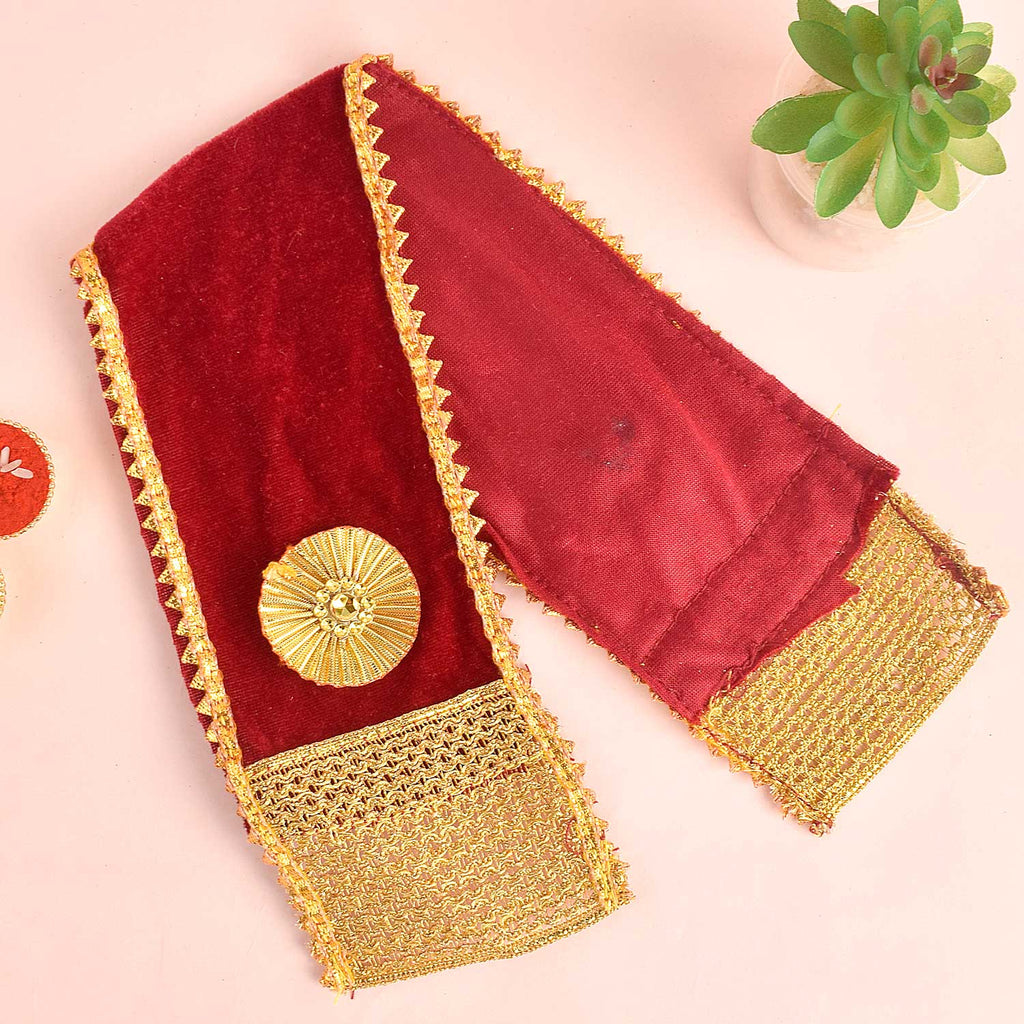 Graceful Maroon Angvastra/Patka/Duppata – Available in 18 and 25 inches, rich maroon devotional cloth ideal for puja, temple rituals, and spiritual ceremonies. India’s Largest Pooja Accessories Brand – www.satvikworld.com