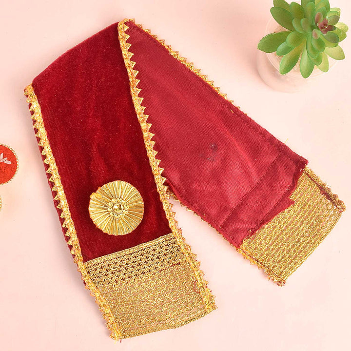 Graceful Maroon Angvastra/Patka/Duppata – Available in 18 and 25 inches, rich maroon devotional cloth ideal for puja, temple rituals, and spiritual ceremonies. India’s Largest Pooja Accessories Brand – www.satvikworld.com