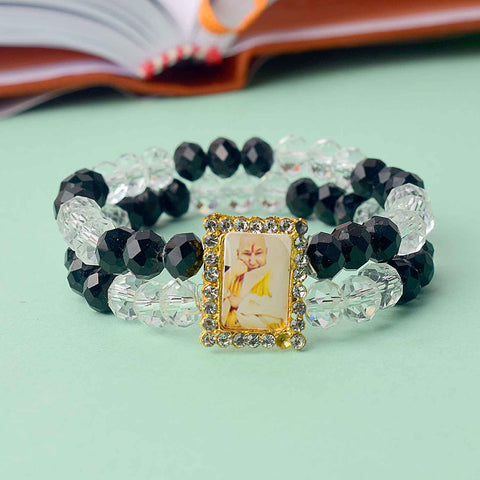 Guruji Swaroop Bracelet featuring clear and black beads – perfect for daily wear, spiritual occasions, and gifting. India’s Largest Pooja Accessories Brand – www.satvikworld.com