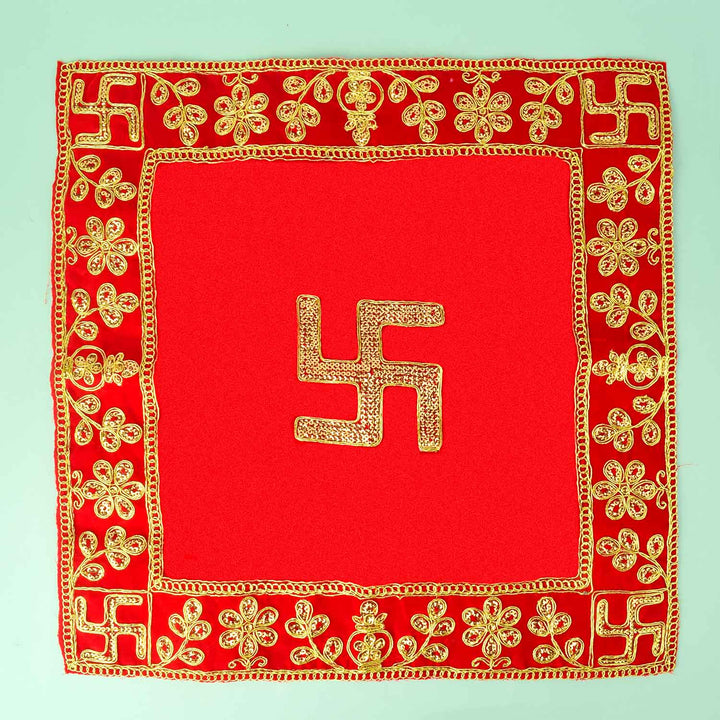 Heavy Design Velvet Aasan 16x16 Inch Pack of 4 with Golden Lace Border. India’s Largest Pooja Accessories Brand - www.satvikworld.com