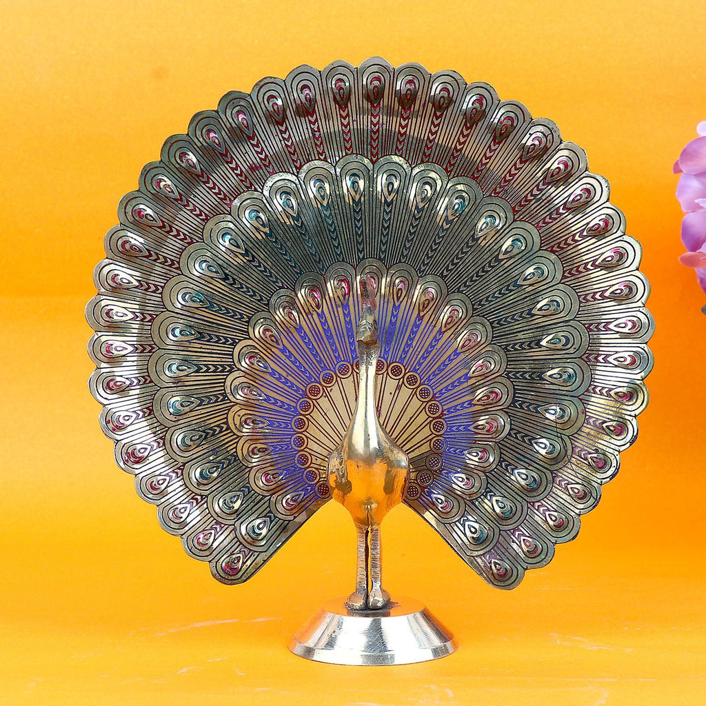 Elegant Brass Peacock Statue Puja Store Online Pooja Items Online Puja Samagri Pooja Store near me www.satvikworld.com