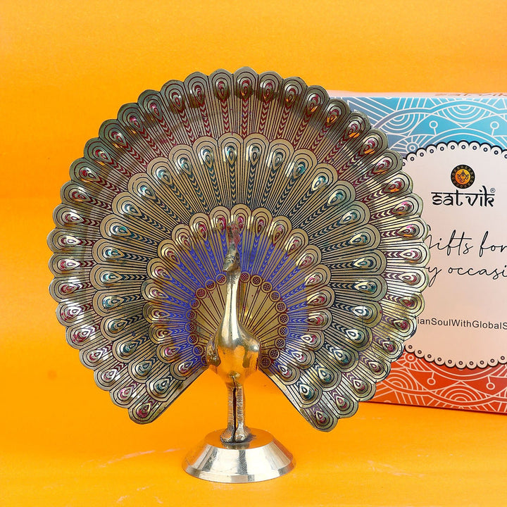 Elegant Brass Peacock Statue Puja Store Online Pooja Items Online Puja Samagri Pooja Store near me www.satvikworld.com