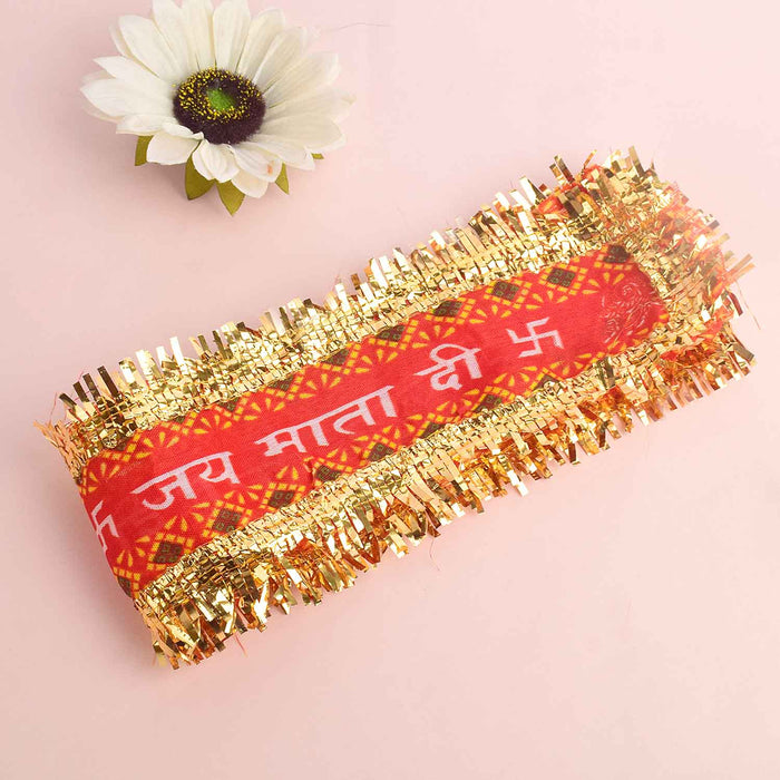  Red and Gold "Jai Mata Di" Patti set of 12 | India’s Largest Pooja Accessories Brand – www.satvikworld.com
