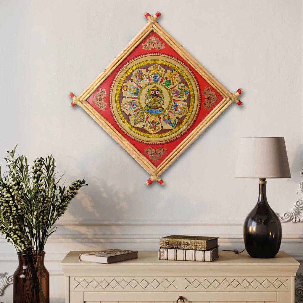 Large Jagannath Ji Photo Frame in wooden finish with traditional spiritual print. India’s Largest Brass Idols Brand - www.satvikworld.com