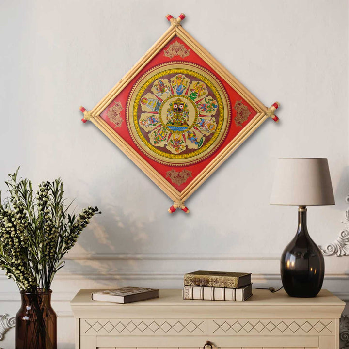 Large Jagannath Ji Photo Frame in wooden finish with traditional spiritual print. India’s Largest Brass Idols Brand - www.satvikworld.com